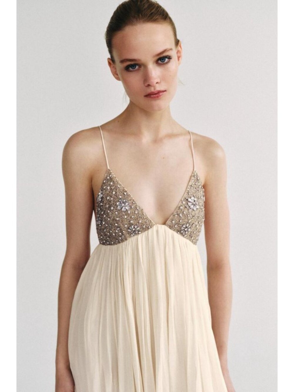 ZARA ZW COLLECTION BEADED MIDI DRESS - Picture 3 of 9